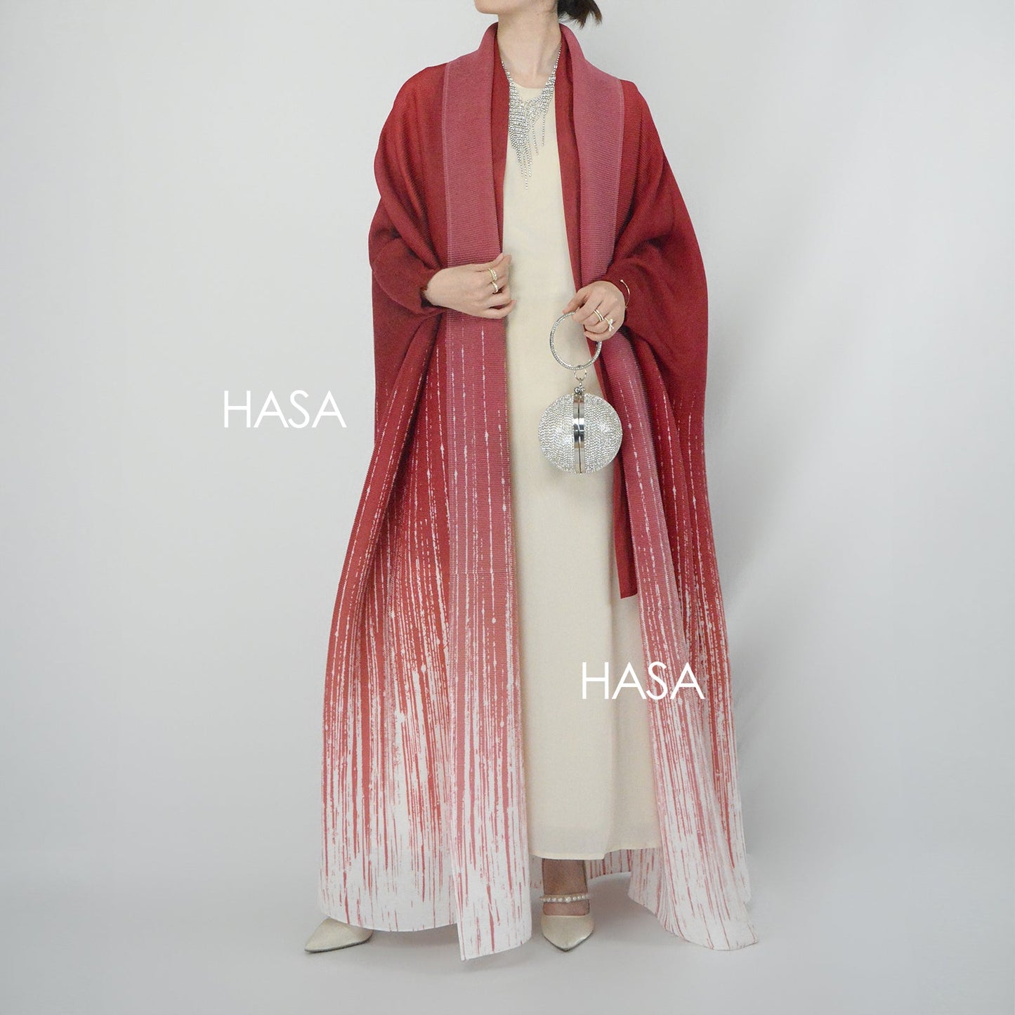 HAYA SHOP 1245 Ombré Abaya Loose Fashion Robe with Pleated Patchwork Detailing