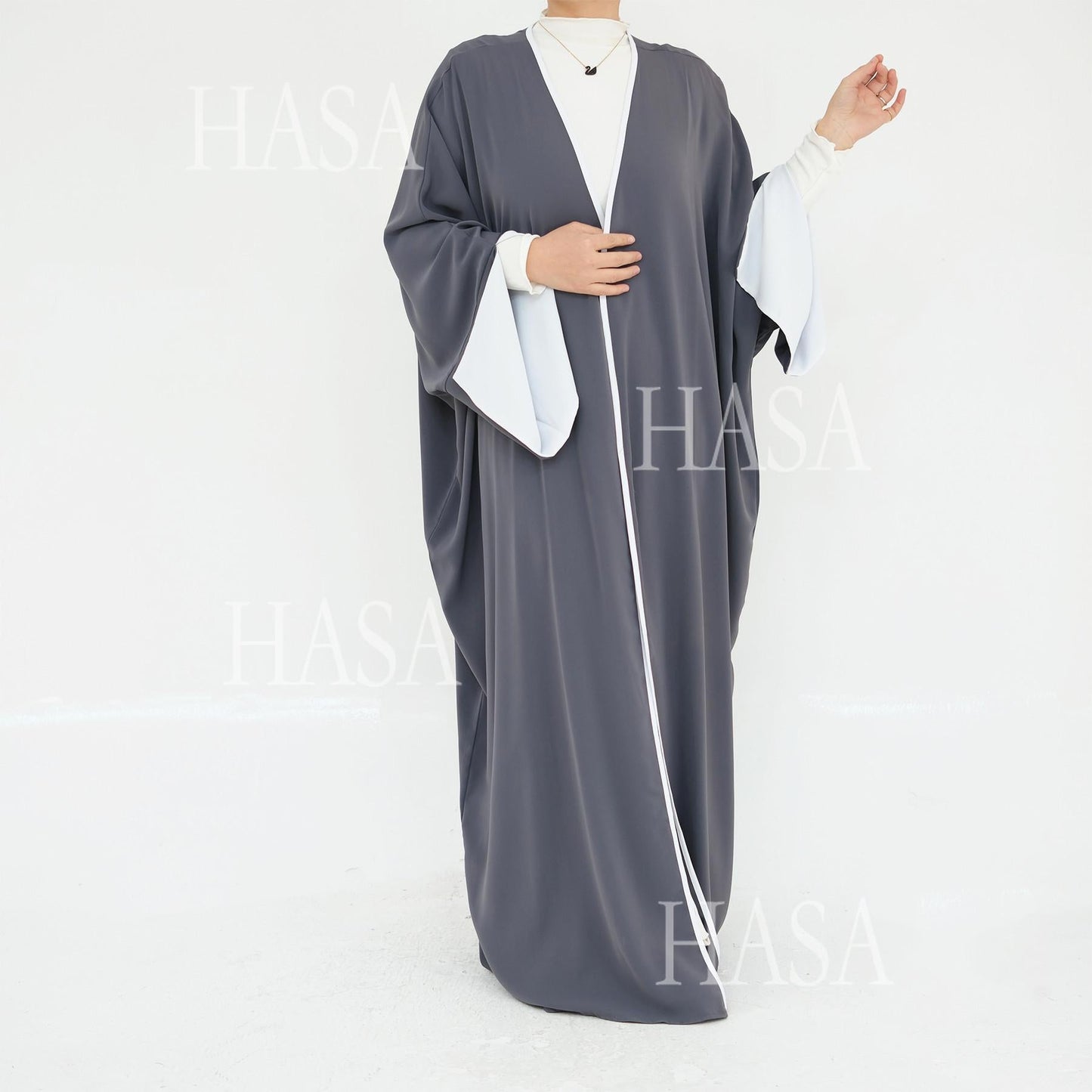 HA5877 The Loose-fitting Robe Has A Lightweight Silhouette That Is Perfect for Any Occasion open abaya outfit