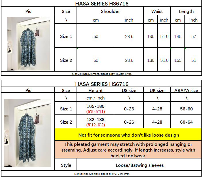HS6716 Rtisan Elegance Blue Printed Abaya with Traditional Motifs