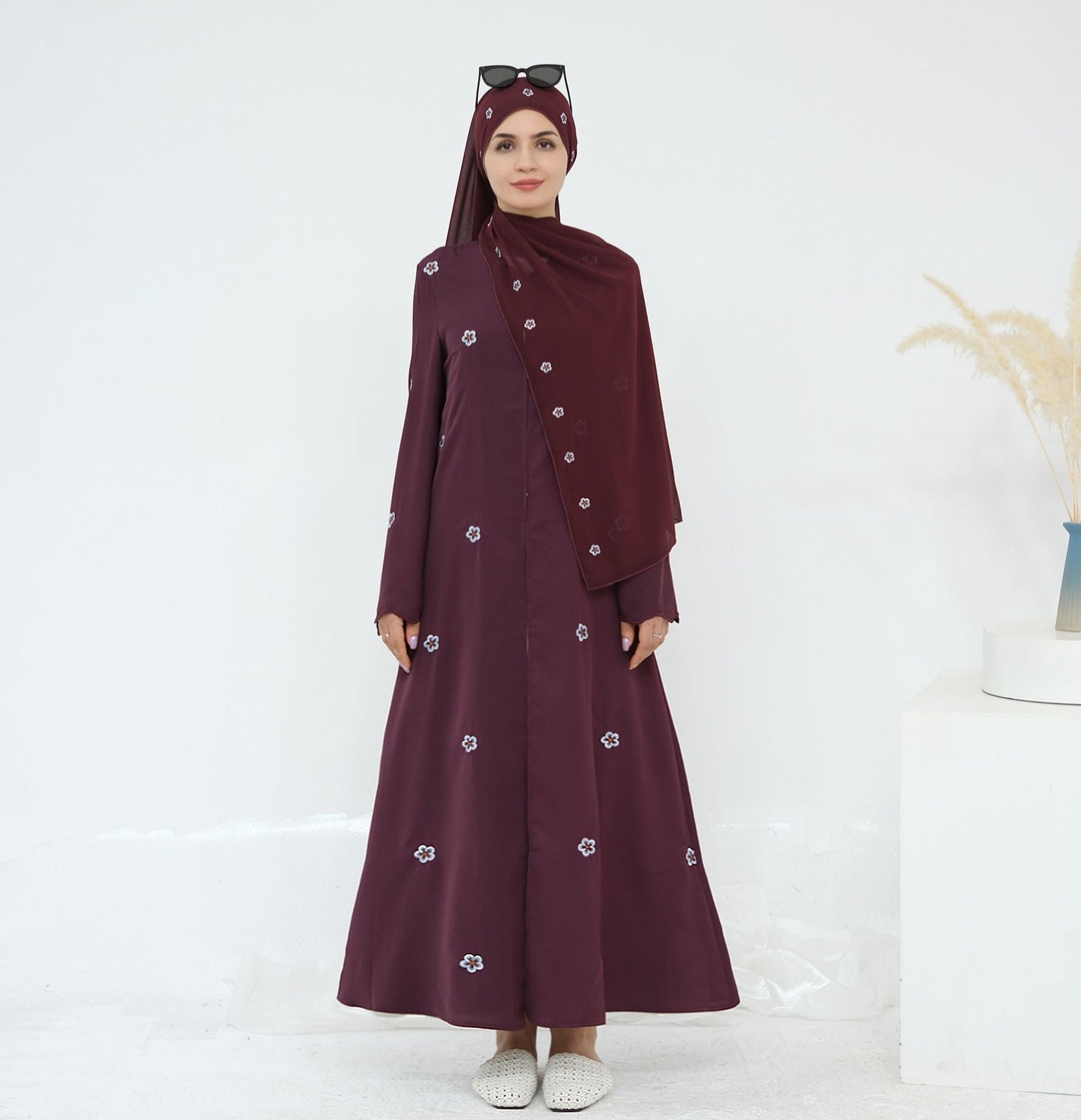 HA6612 All-over Embroidered Cardigan Two-piece Set