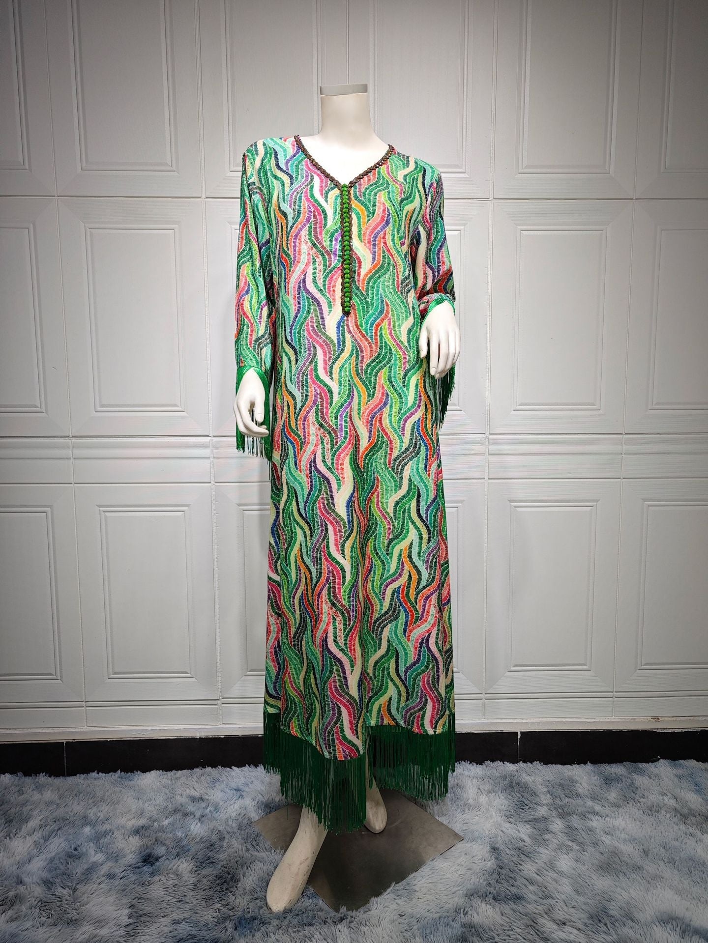 HAYA HAYA0521 Middle East Arab Dubai Muslim Robe Ladies Printed Casual Jalabiya Ethnic Clothing
