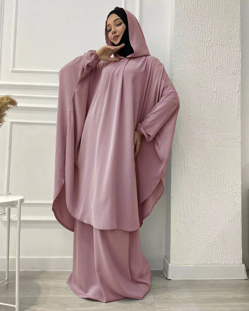 HA6583 Solid Color Long Robe Dress with Wide Swing Design