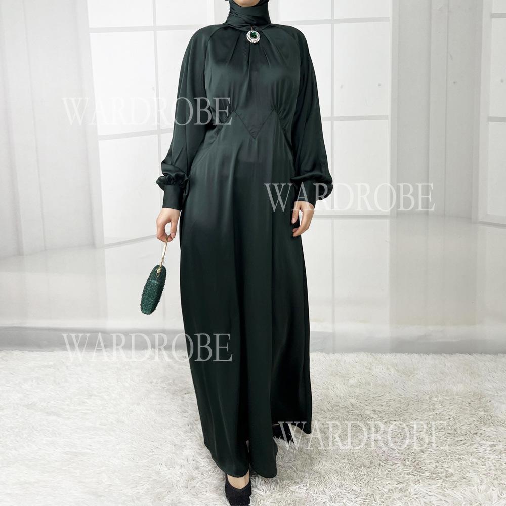 HS5859 High-end Silk Satin Robe (headscarf Not Included), Elegant Design Exudes Luxurious Texture