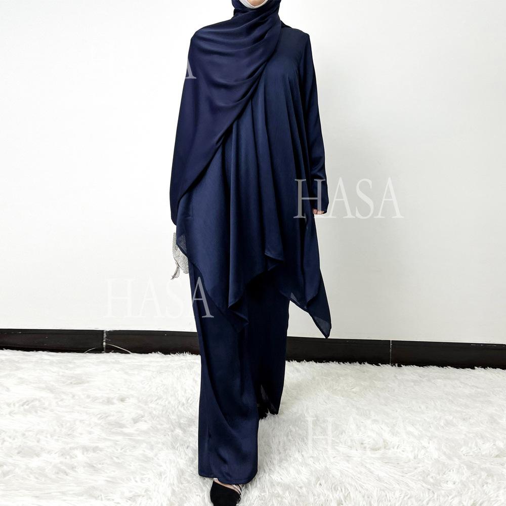 HS5854 High-end crepe linen two-piece robe, irregular design shows fashion(Headband not included)