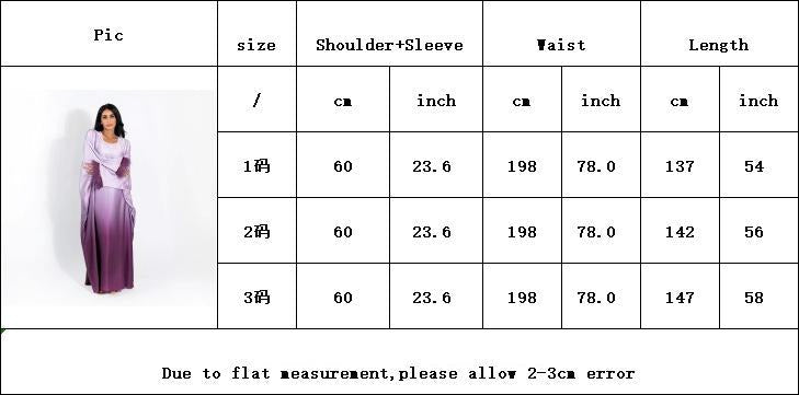 HS5111 Gradient-colored Fringed Long Dress, Romantic Dress with Batwing Sleeves.