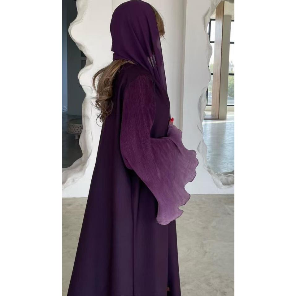 HASASERIES HS6721 Olive Ombre Green Abaya with Gradient Cuffs