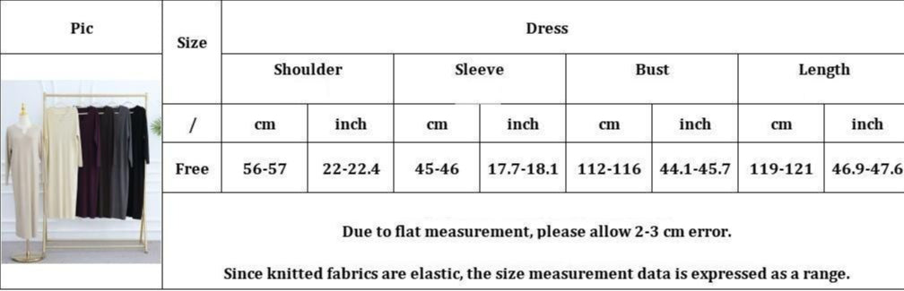 HA6598 Autumn and Winter Knitted Dress, Long Solid Color (headscarf Not Included)