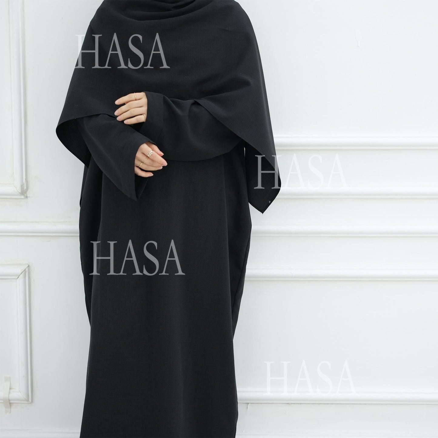 HA6577 Women's Solid Color Two-piece Long Skirt with Shawl Abaya