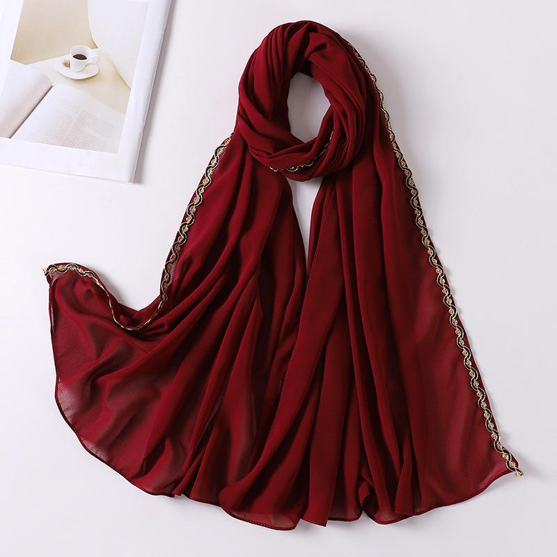HAYA HA1131 Pearl Chiffon Lace Chain Headband