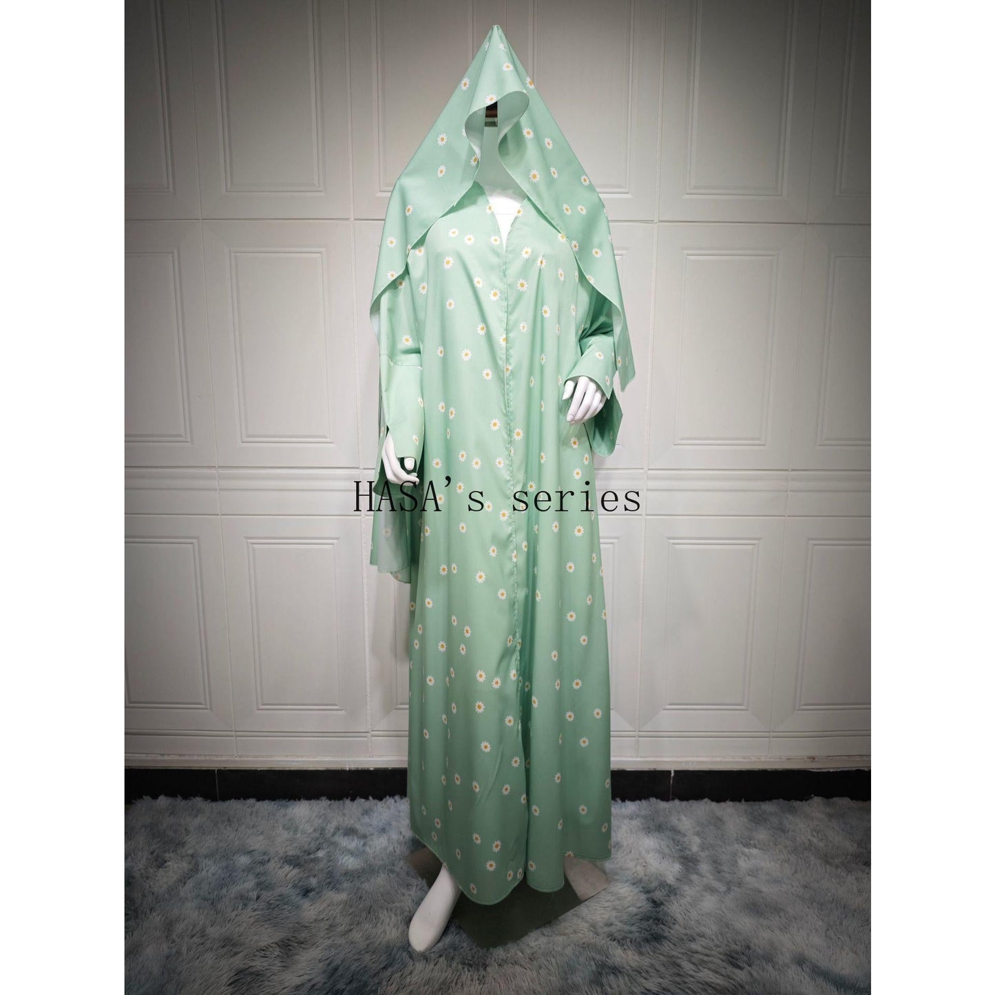 HS5104 Fresh and stylish printed loose-fitting cardigan, a long-sleeved, flowing long coat.