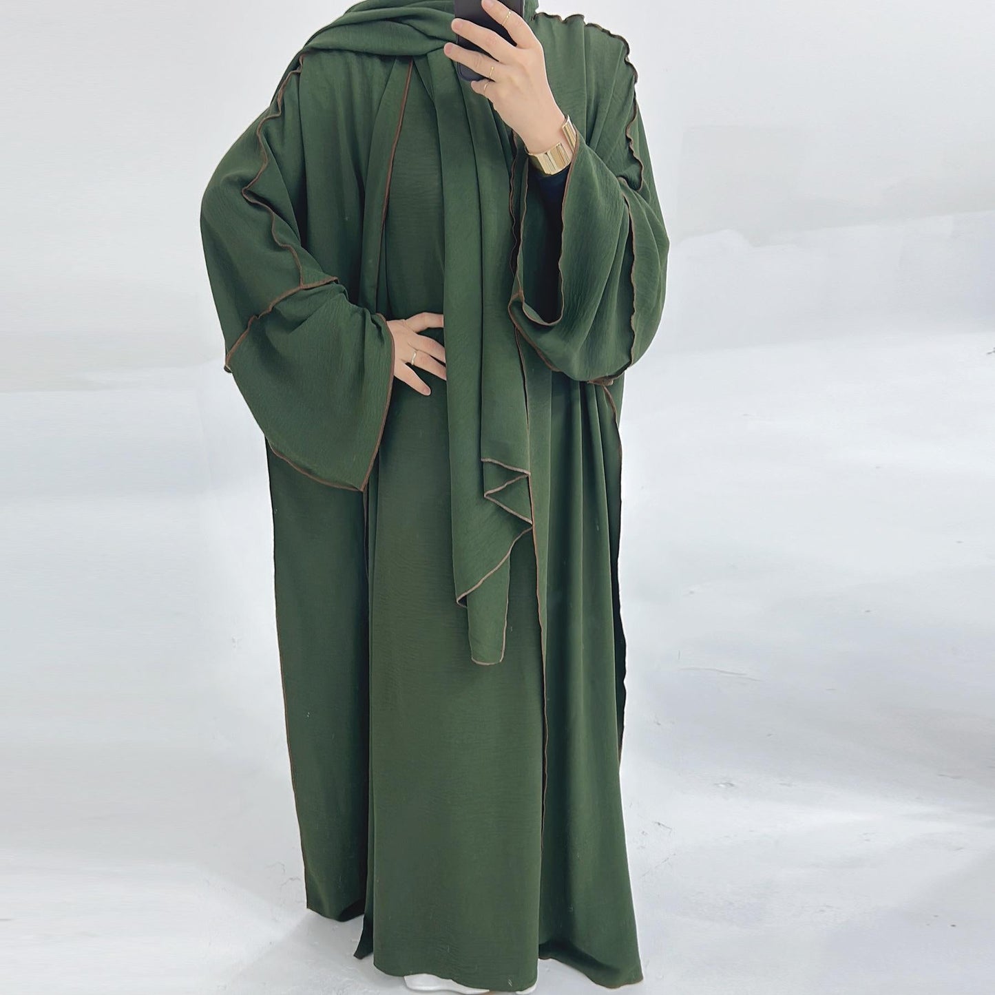 HAYA HA1182 3pcs Set Crepe Inner Dress and Cardigan and Hijab