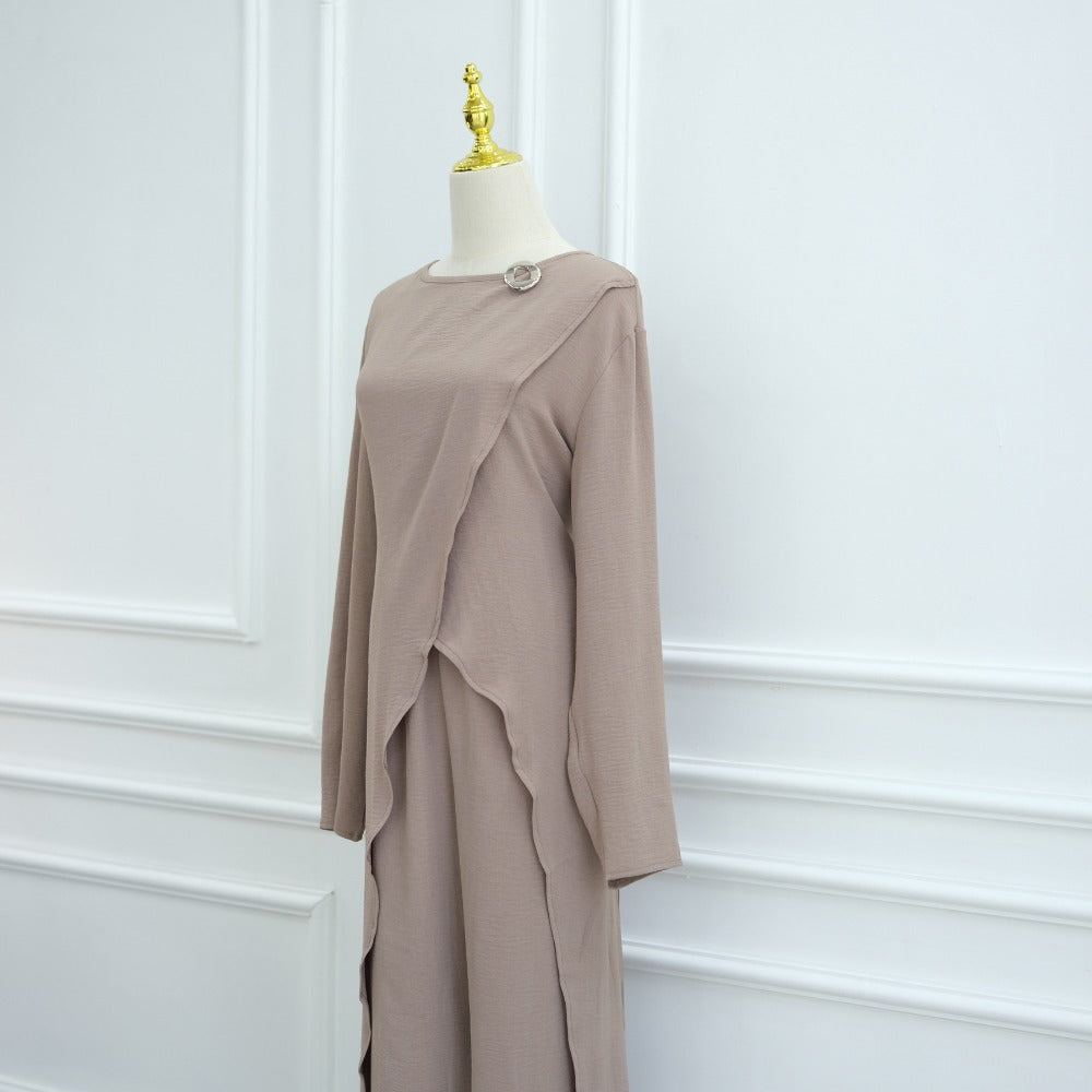 HA6605 Stylish asymmetrical two-piece set (with optional headscarf)