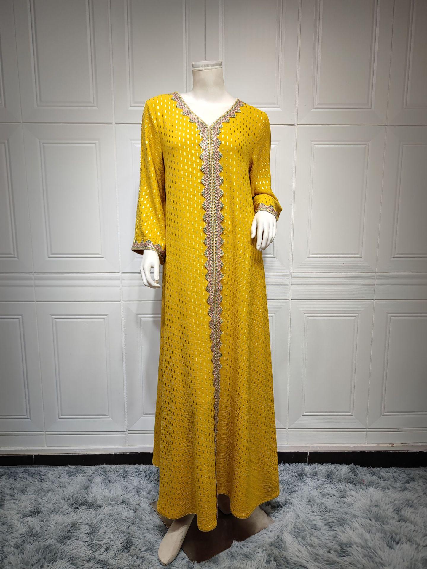 HAYA0442 Middle East Women's Clothing New Bronzing Muslim Dubai Robe