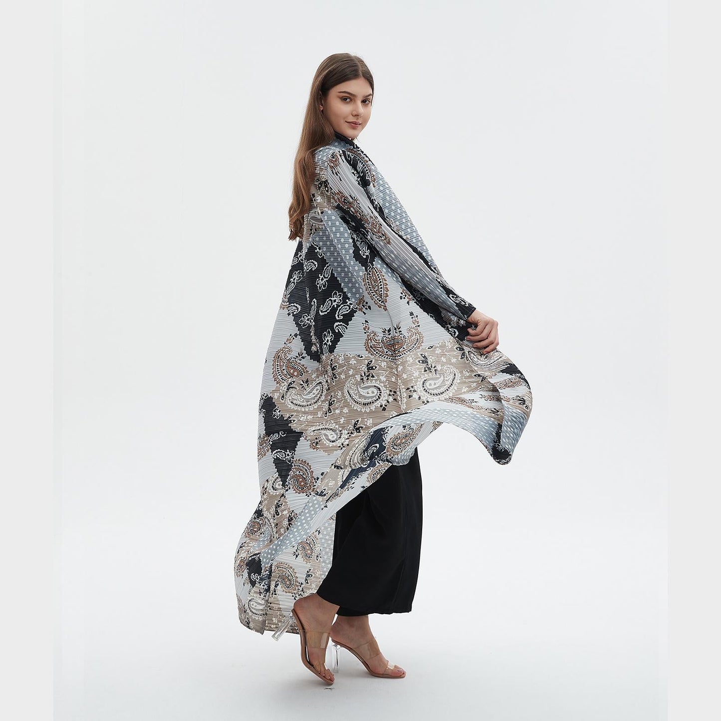 HS6713 Ethereal Blue , Elevated Abaya Style with Paisley Prints