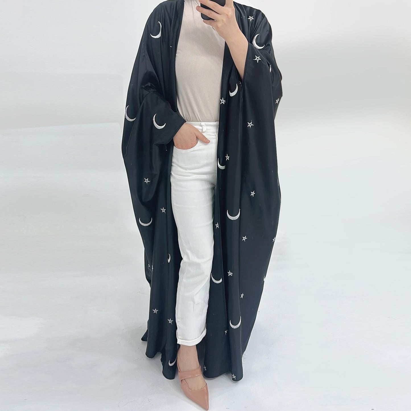HAYA HA1171 Moon Embroidered Robe Kaftan Abaya