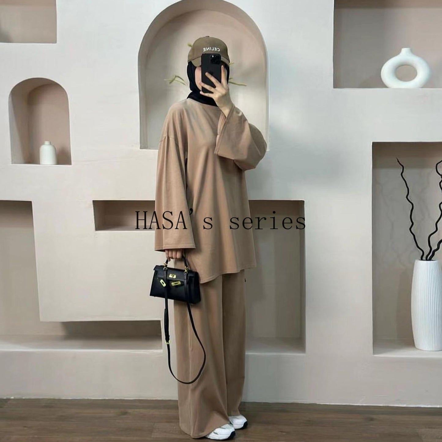 HA5488 Fashionable and Comfortable Loose Two-piece Suit - Simple Solid Color Design two  piece co  ords