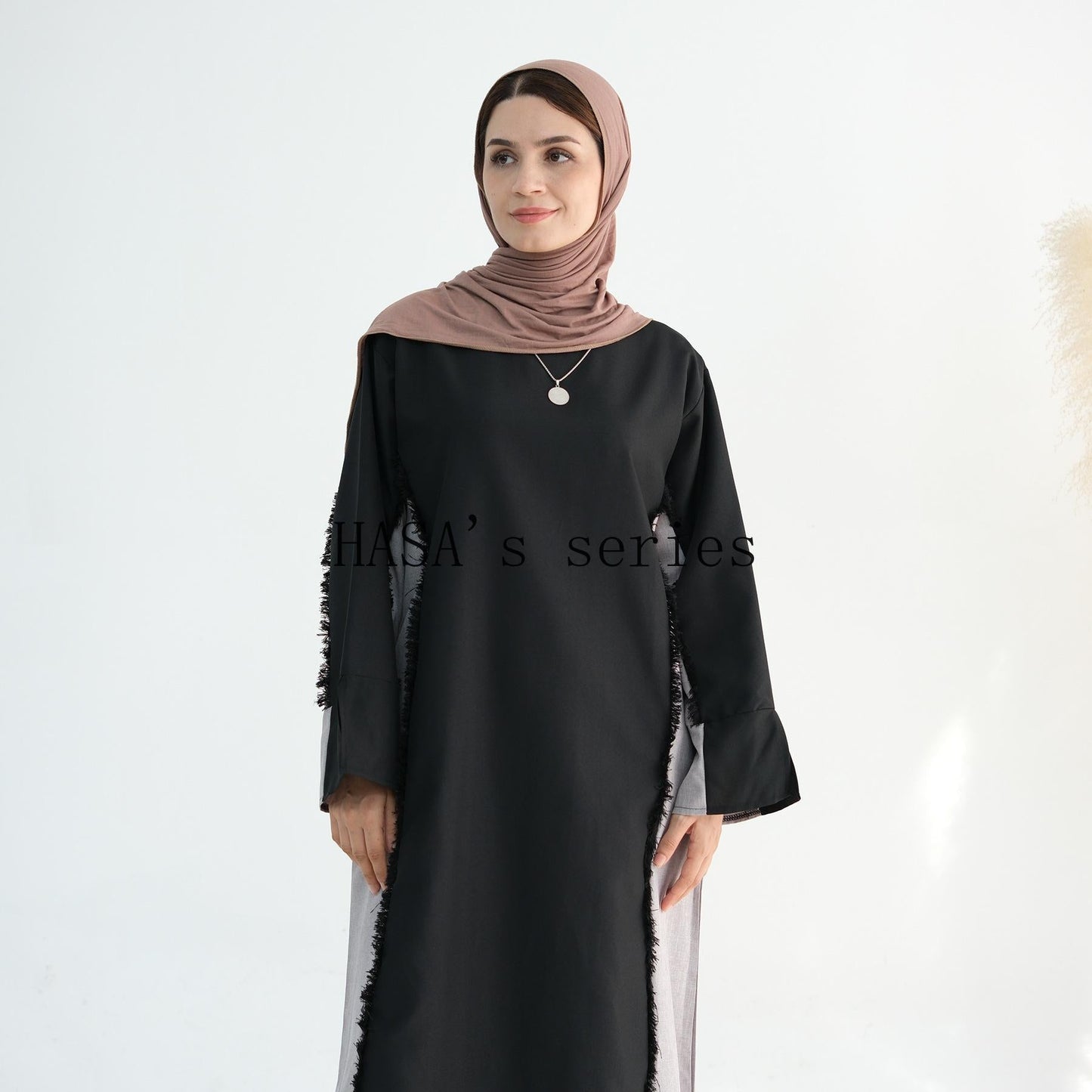HA5508 Elegant patchwork robe - lightweight and comfortable, showing fashion taste plain casual dress