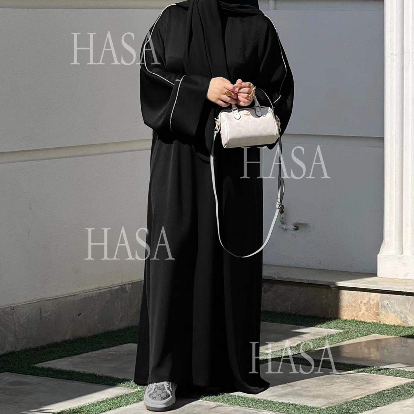 HA5876 Robe with Detailed Design and Gentle Texture for Daily Light Wear abayas