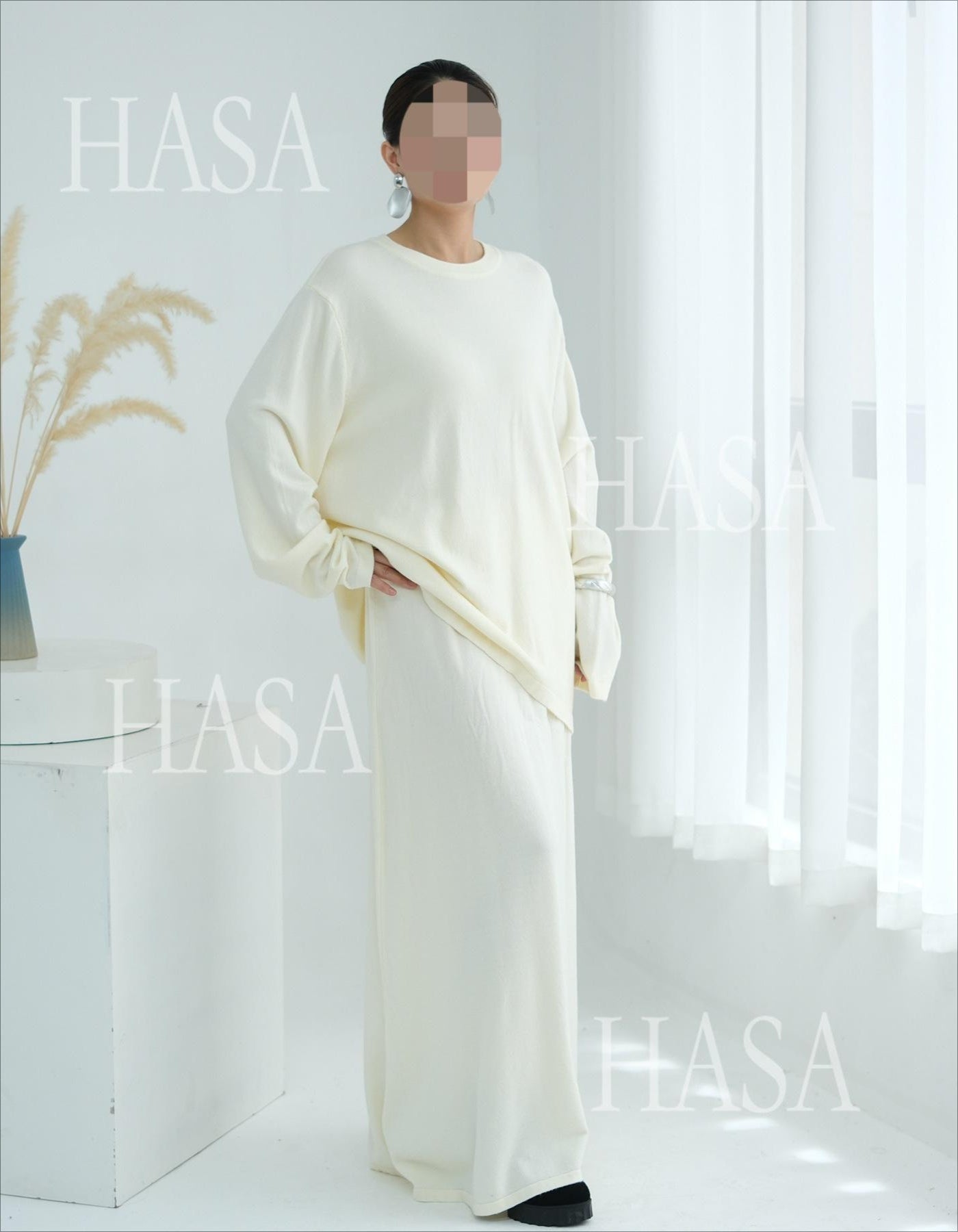 HA6609 Autumn and winter thickened knitted two-piece suit (excluding headscarf)