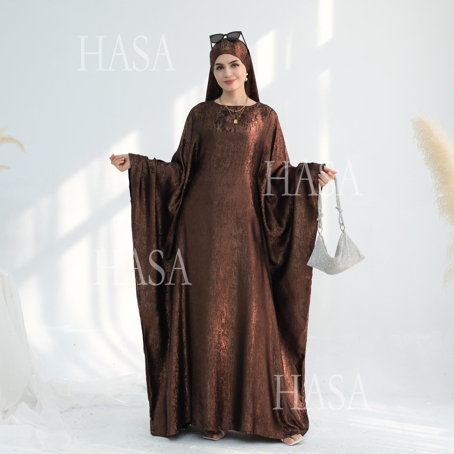 HA5879 Light-sensing Two-piece Dress | with Headscarf Design, The Overall Matching Is More Worry-free