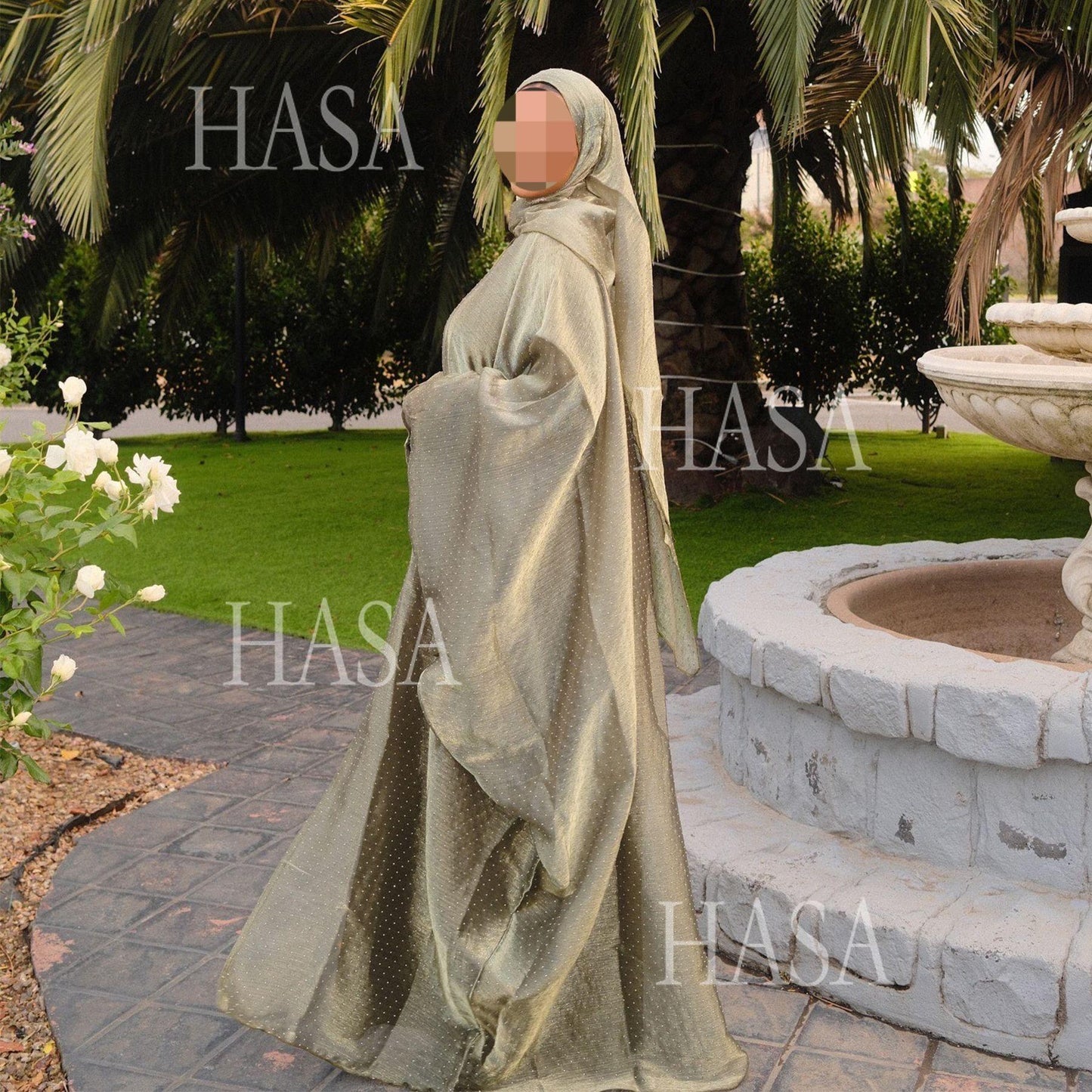 HA6493 Lightweight Ice Flower Ruffle Textured Rhinestone Robe Three-Piece Set