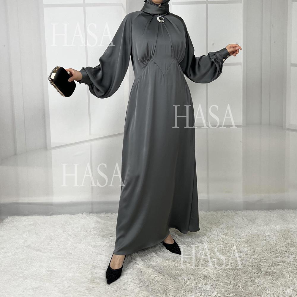 HS5859 High-end Silk Satin Robe (headscarf Not Included), Elegant Design Exudes Luxurious Texture