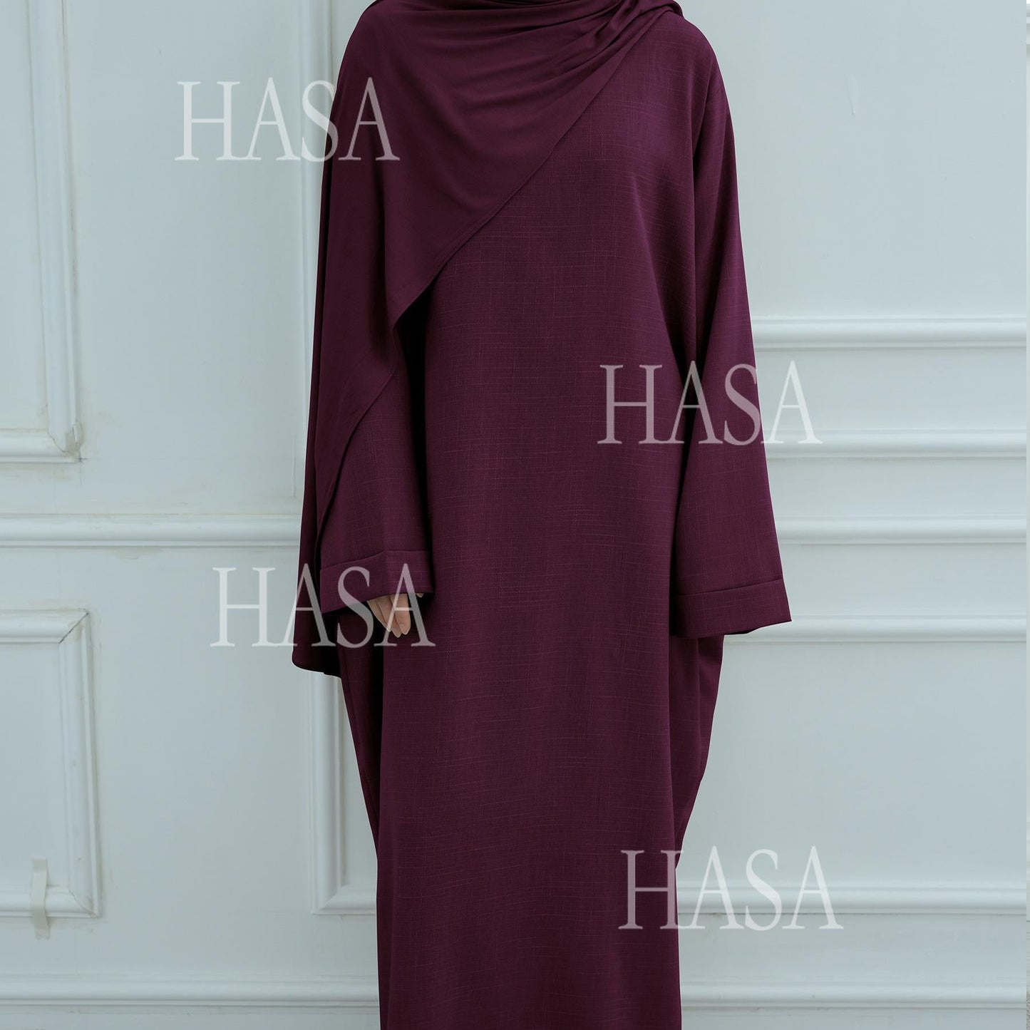 HA6577 Women's Solid Color Two-piece Long Skirt with Shawl Abaya