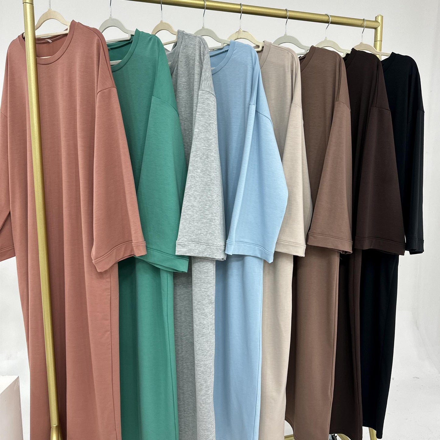 HAYA HAYA1089 Solid Color Hoodie Dress