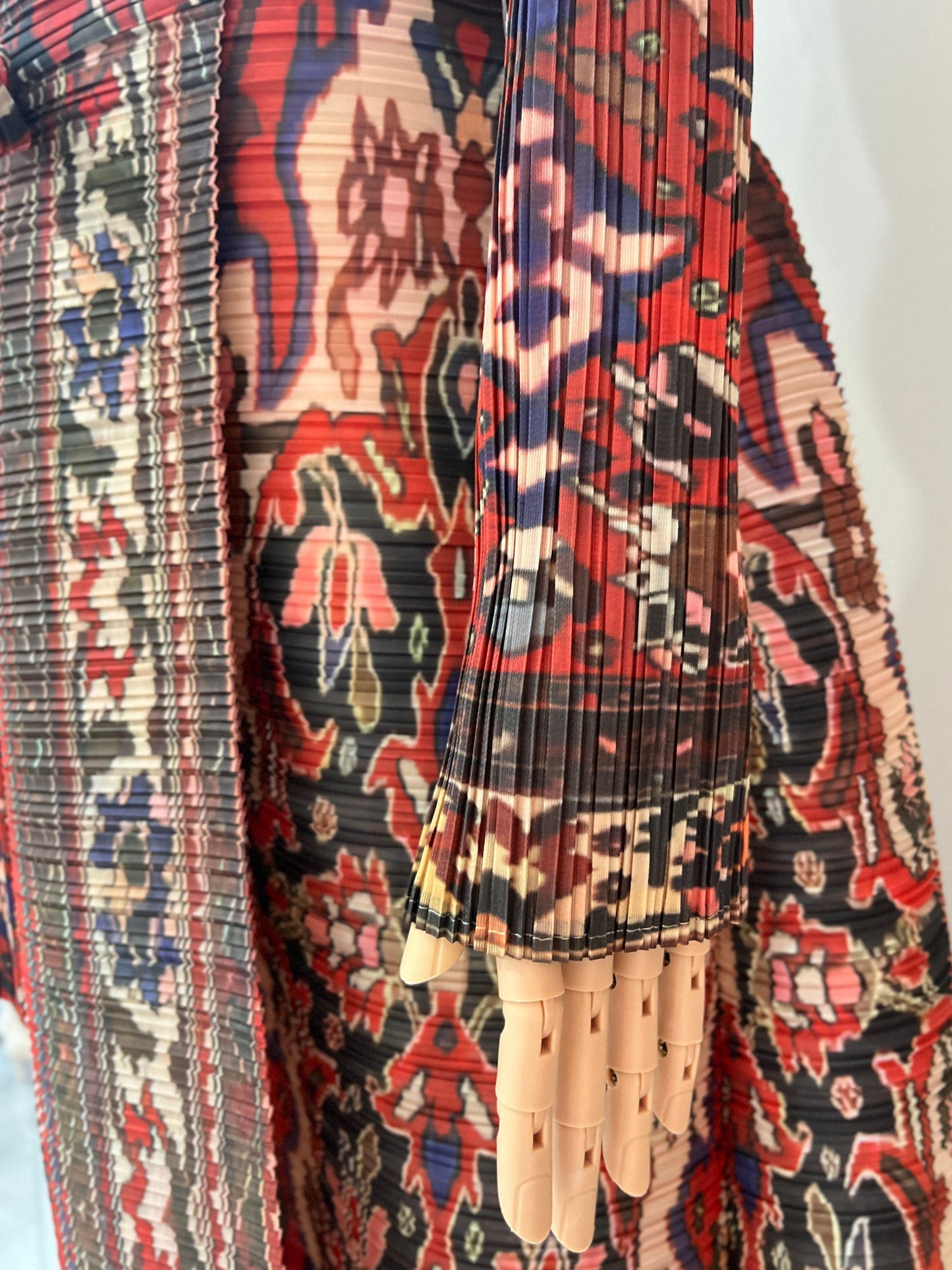 HS6706 Bohemian Elegance , Vibrant Red Printed Abaya