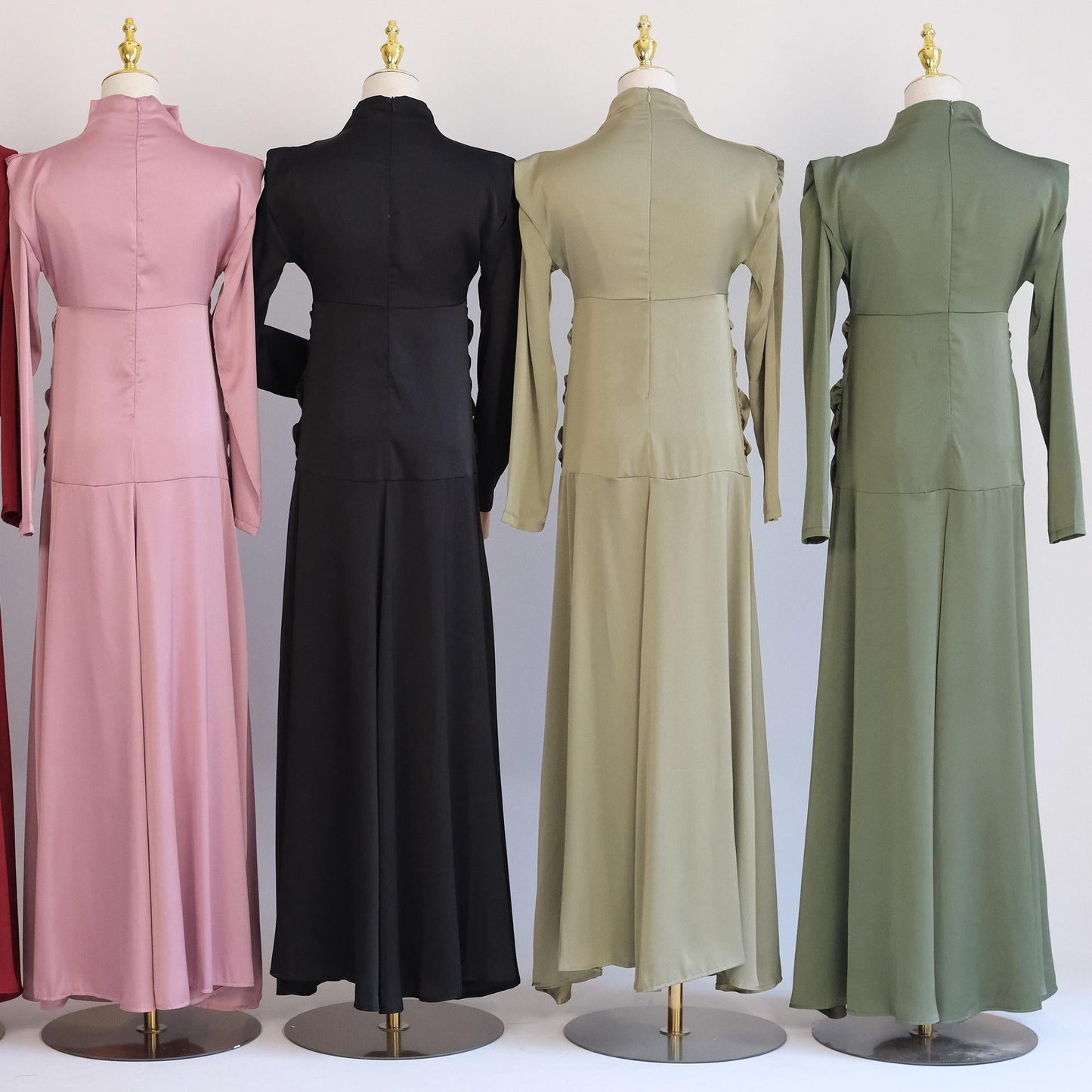 HAYA HAYA1020 Solid Color High Neck Slimming Robe Dress