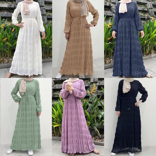 HAYA HAYA1049 Long Chiffon Pleated Dress