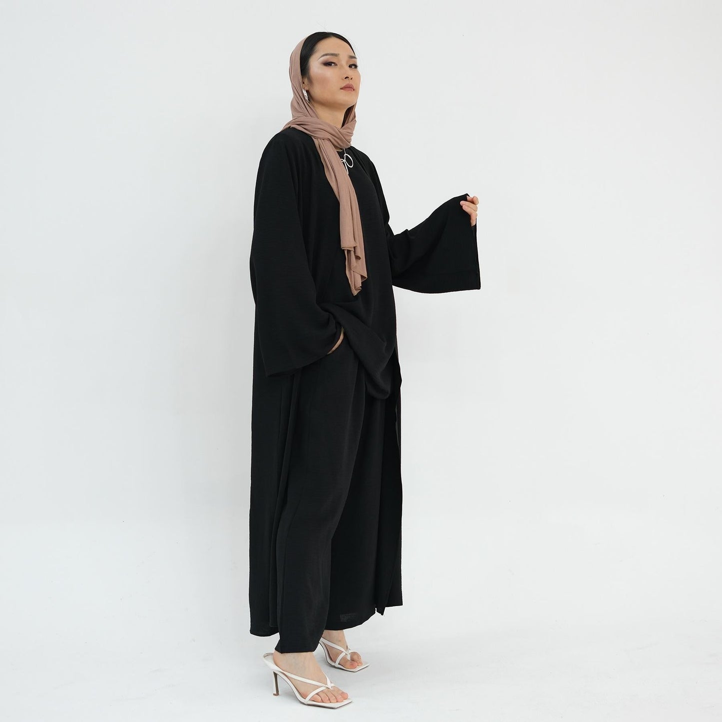 HA5107 Classic Solid Color Three-piece Suit - Loose Long Design Combination