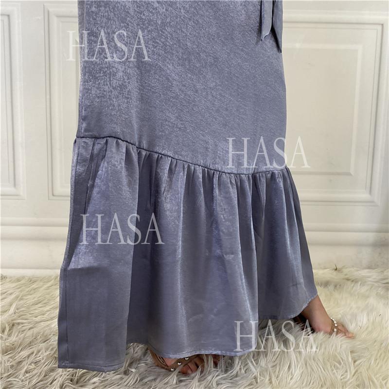 HA6591 Solid Color Turtleneck Long Sleeve Dress with Pleated Waistband