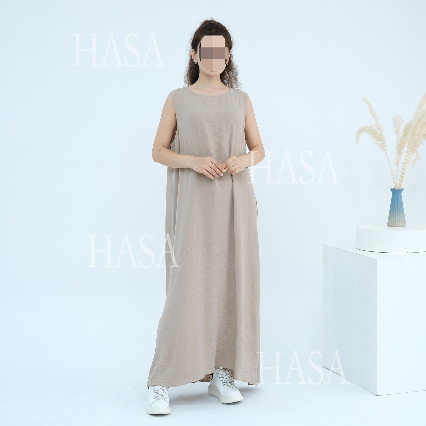 HA6559  Solid Color Loose Robe Dress Two-piece Set
