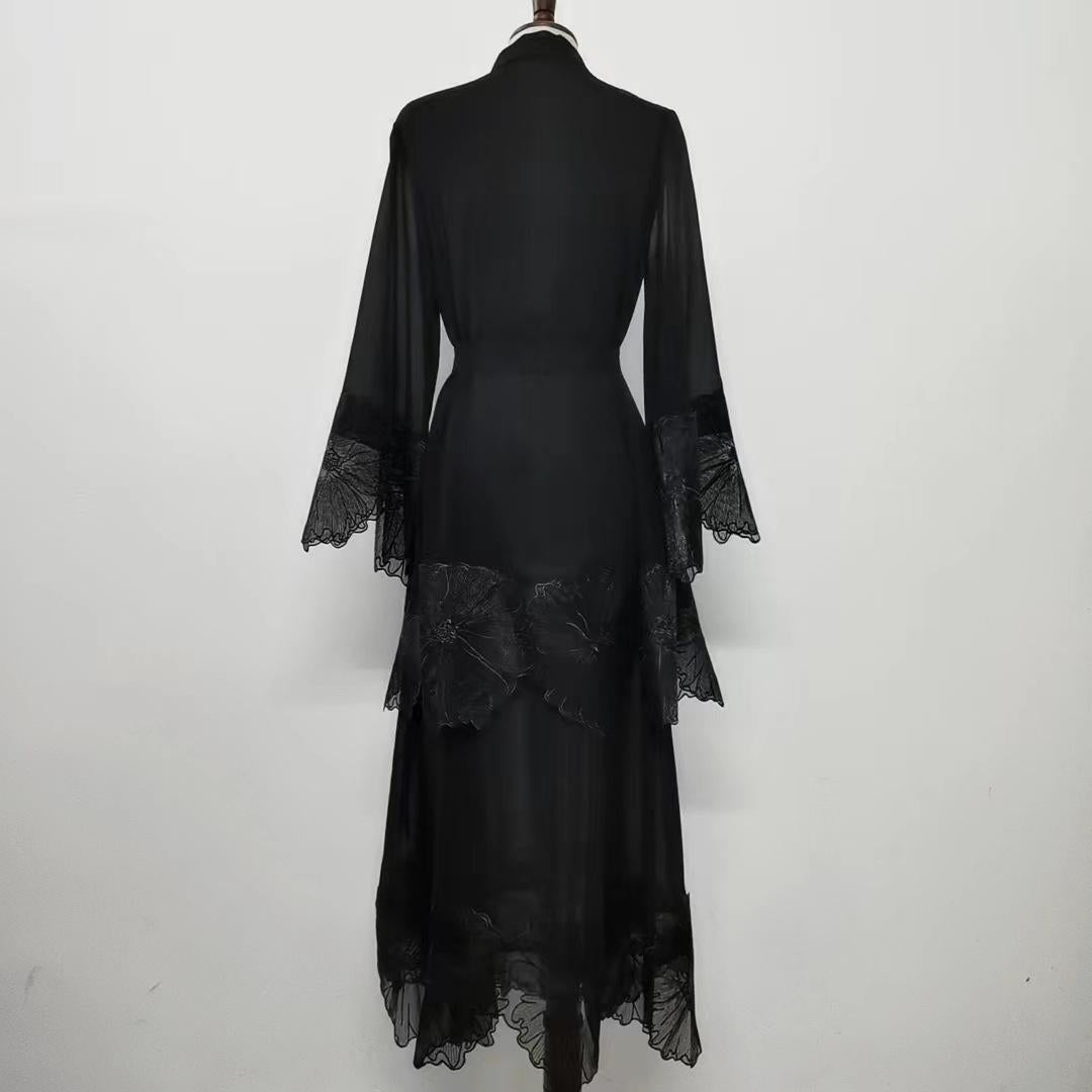 HAYA HAYA1025 1pcs Lace Embroidery Double-Layer Cardigan