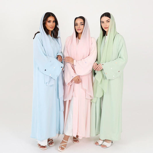 HA1502 Macaroon Color Summer Thin Sleeve Heart Embroidered Robe Cardigan