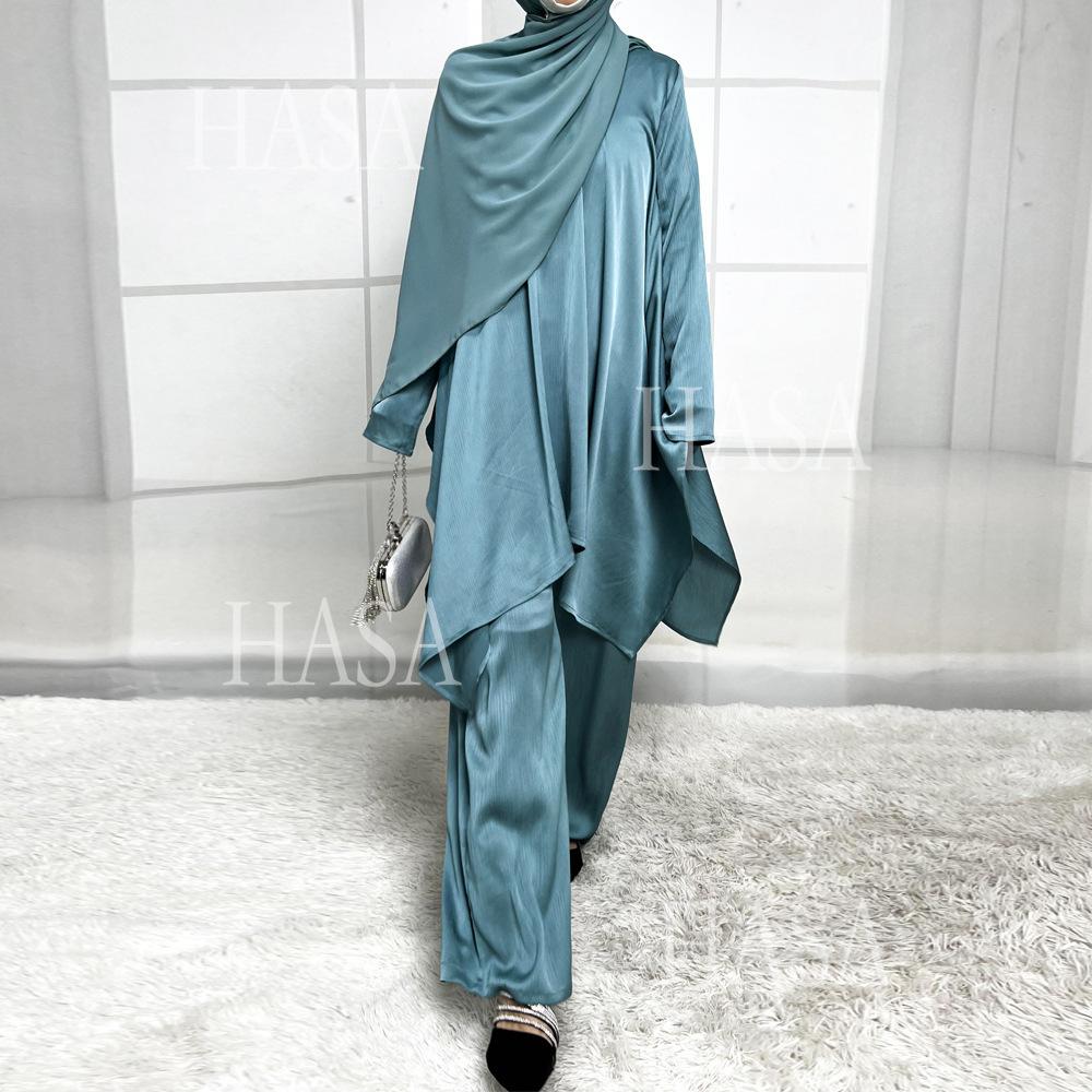 HS5854 High-end crepe linen two-piece robe, irregular design shows fashion(Headband not included)