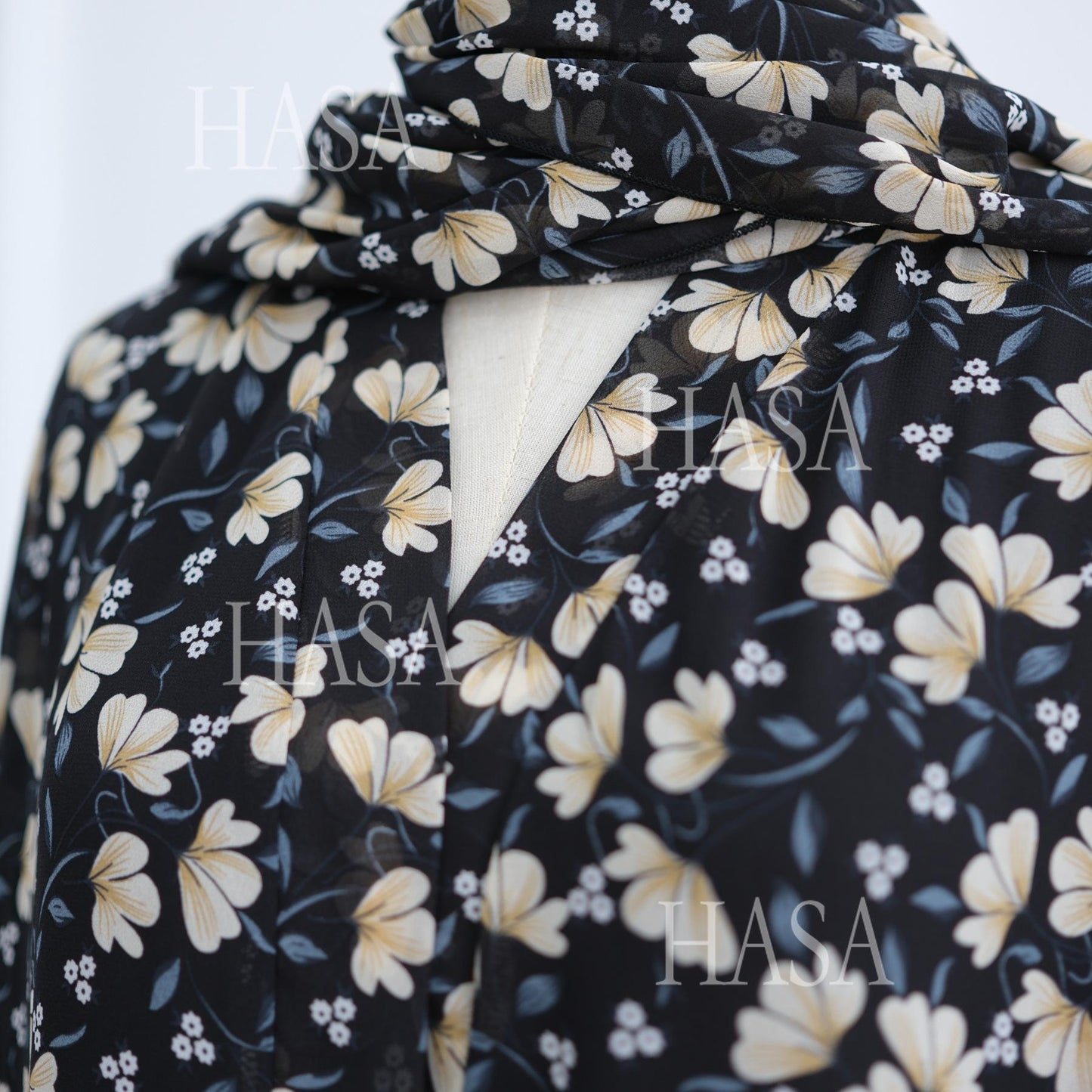 HA6515 Summer Printed Chiffon Jacket and Headscarf Two-Piece Set