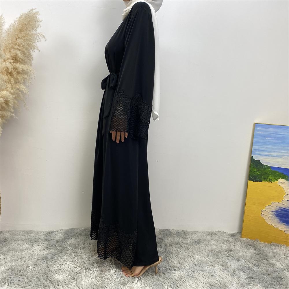 HAYA HAYA1084 Muslim Fashion Lace Robe Dress