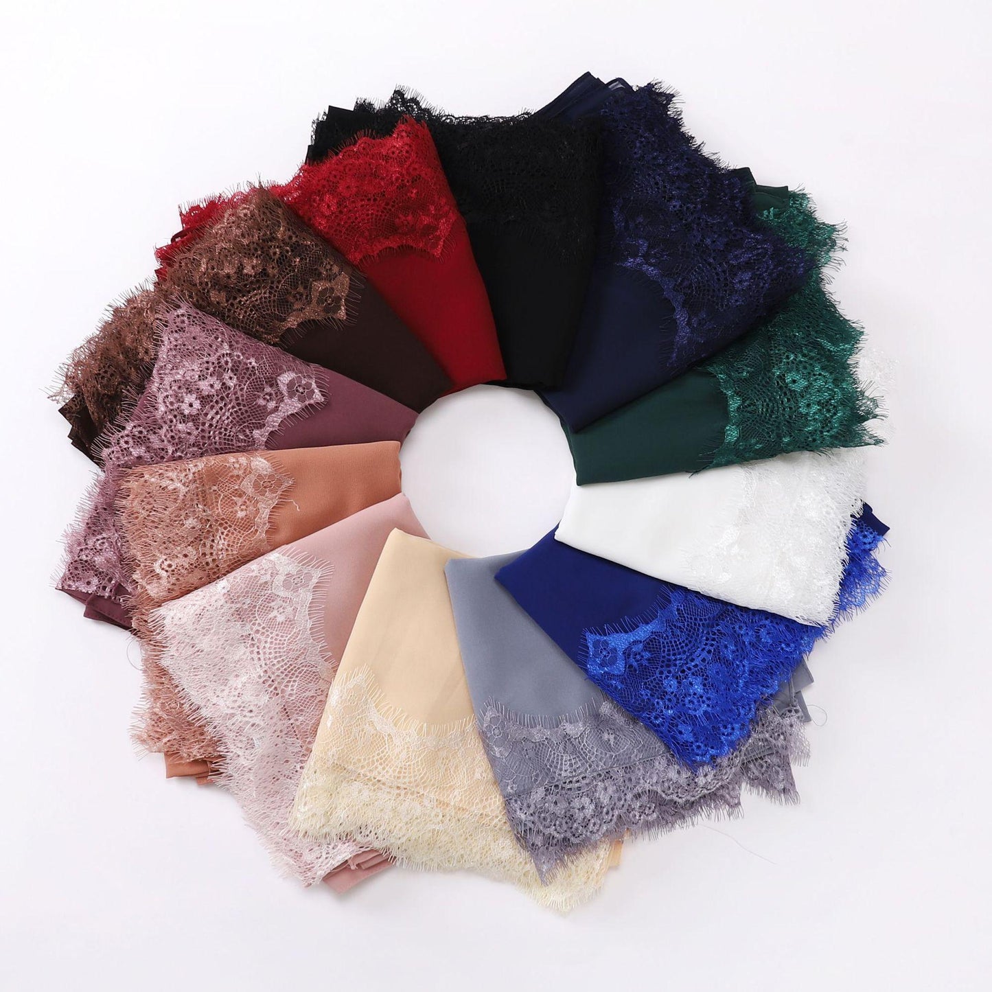 HAYA HA1119 Chiffon Lace Edge Headband Hijab