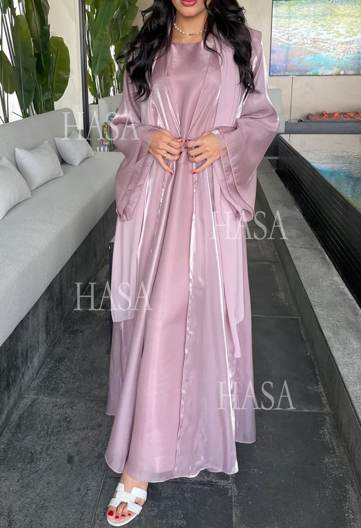 HA6579 Women's Purple Organza Two-Piece Robe (Long Skirt + Jacket)