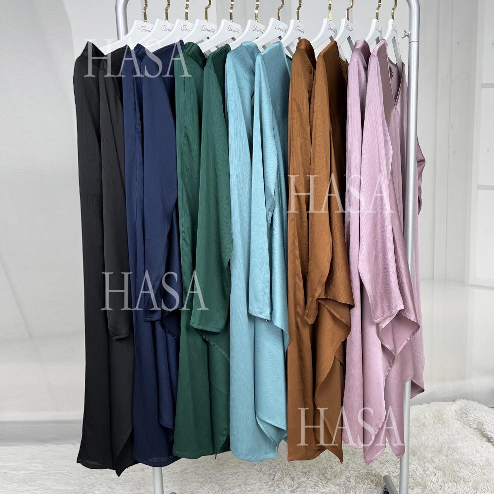 HS5854 High-end crepe linen two-piece robe, irregular design shows fashion(Headband not included)