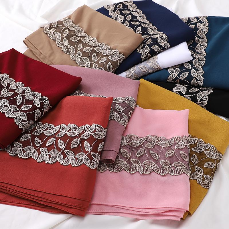 HAYA HA1130 Pearl Chiffon Lace Headscarf