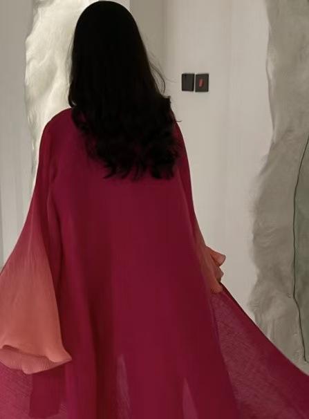 HASASERIES HS6721 Olive Ombre  Green Abaya with Gradient Cuffs