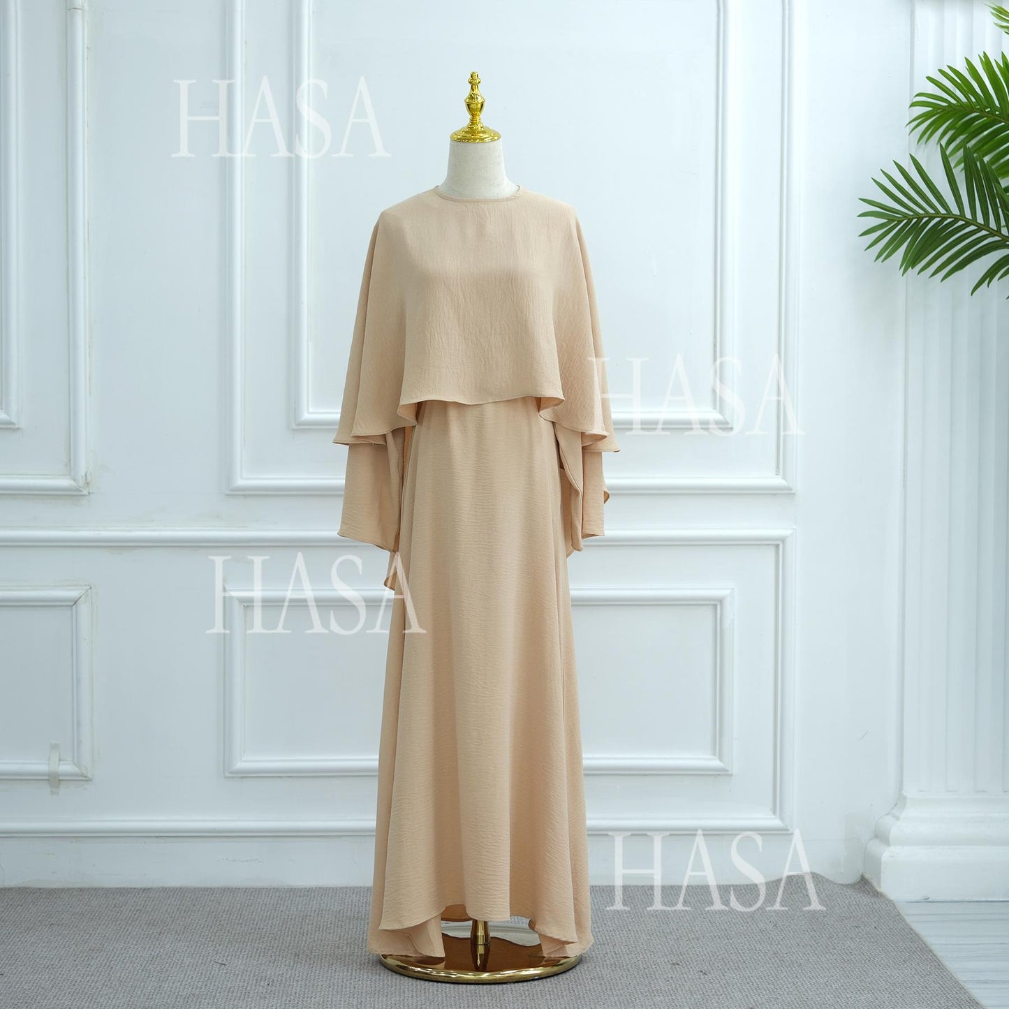 HA6532 Slim-fit waist cape robe two-piece set