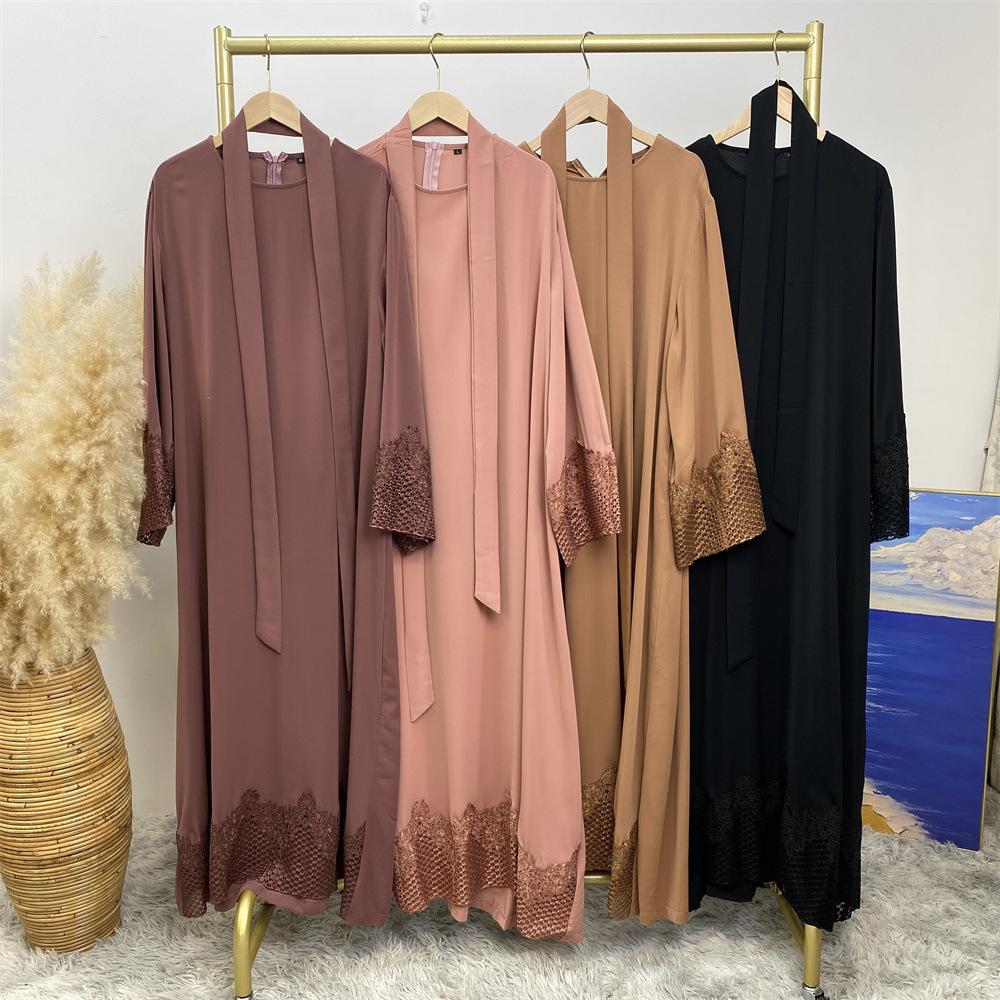 HAYA HAYA1084 Muslim Fashion Lace Robe Dress