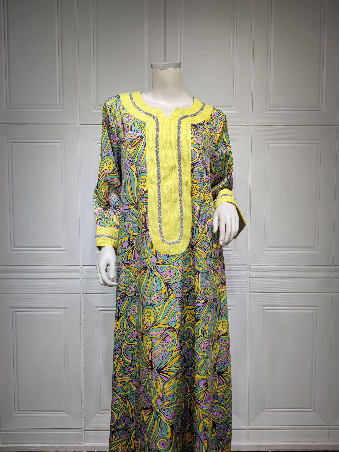 HAYA HAYA1074 Muslim Embroidered Hot Diamond Dress
