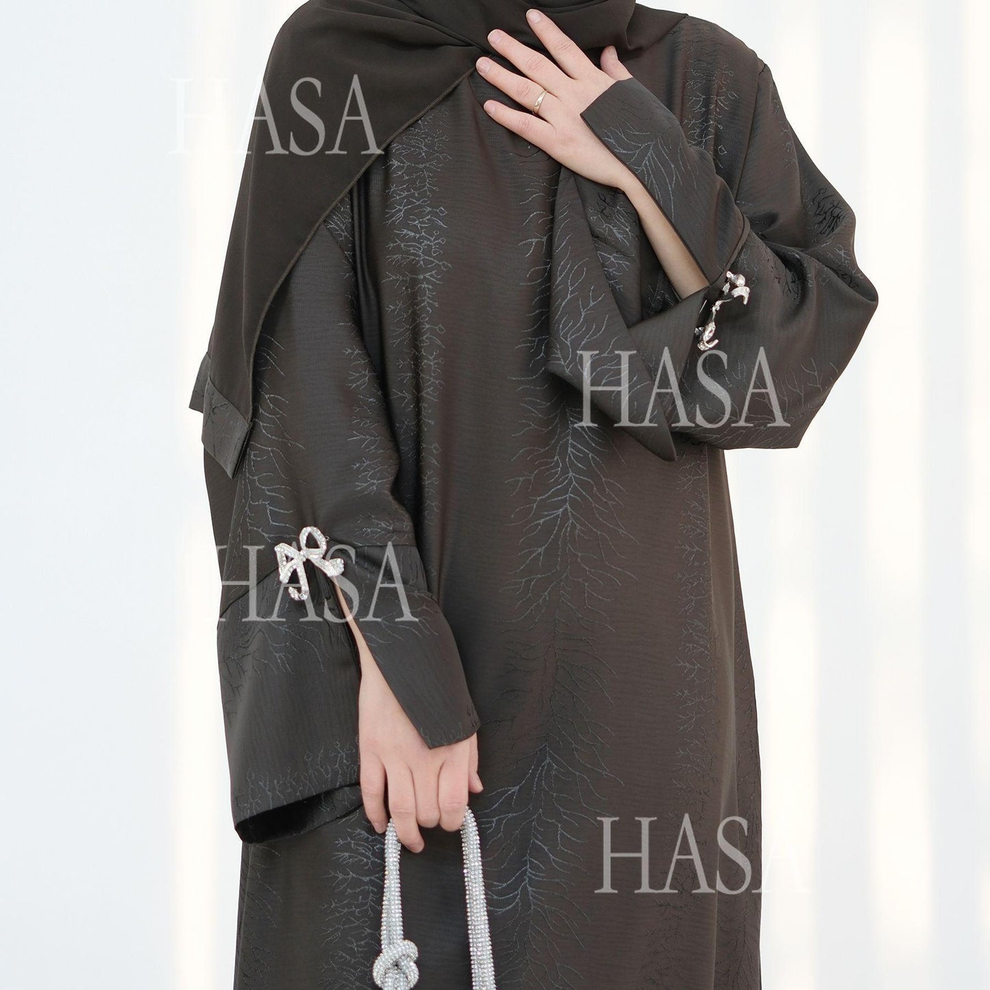 HA5867 Bow-knot Cuff Long Skirt | Elegant and Radiant