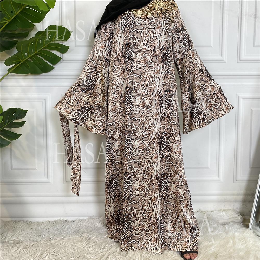 HA6590 Fashionable Printed Loose-fitting Dress with Lace-up Design and Wide Swing