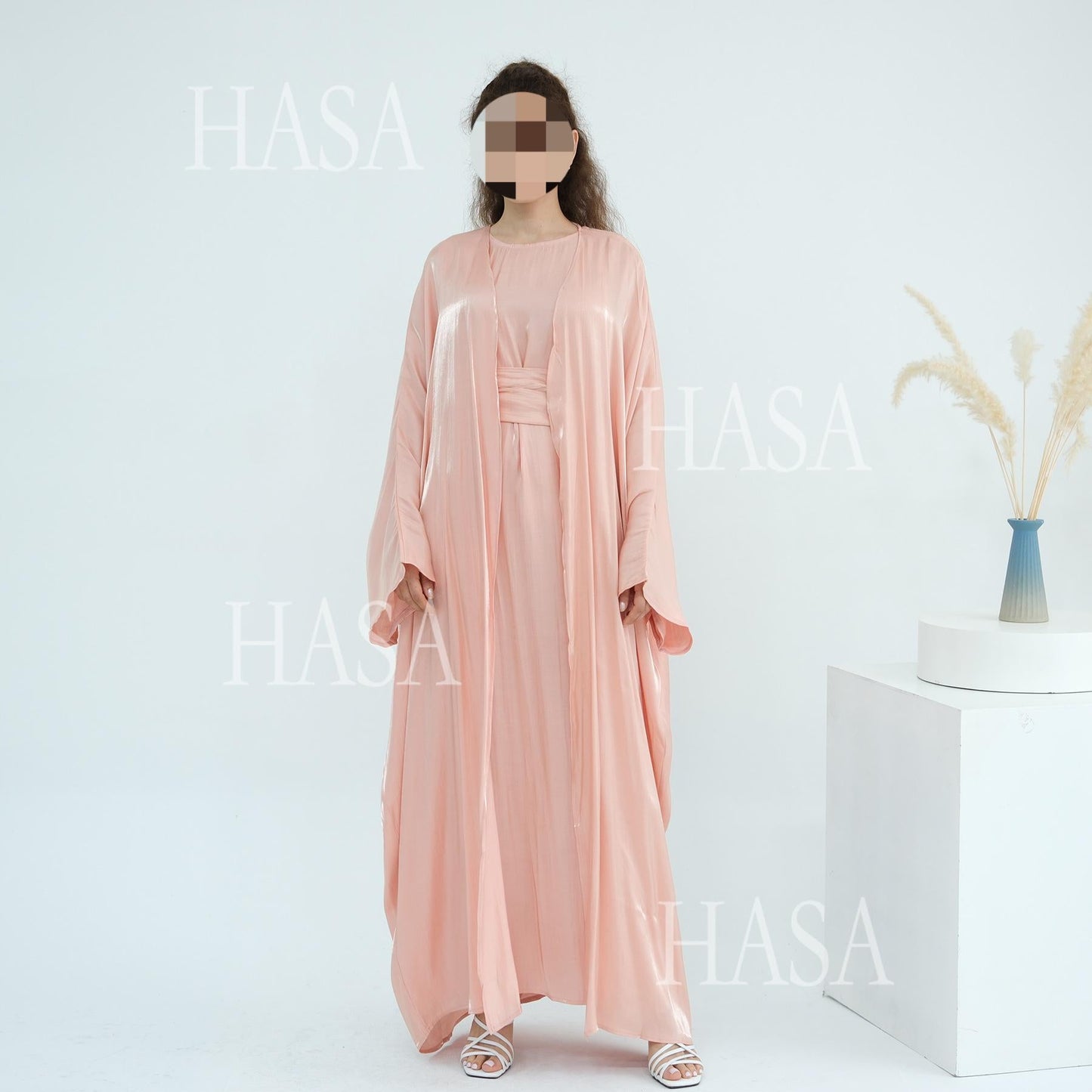 HA6530 Solid color simple two-piece long skirt suit